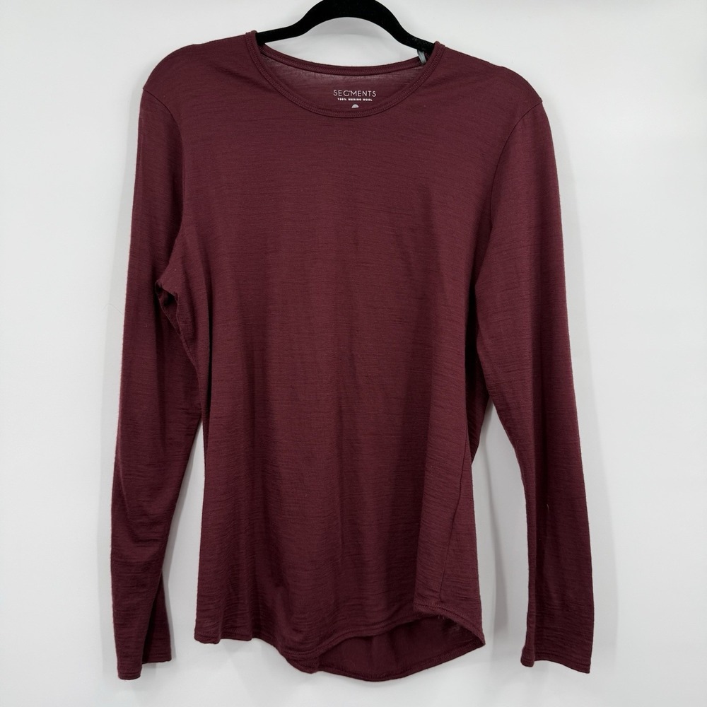 Segments Shirt Womens Medium Maroon Merino Wool Long Sleeve Hiking Baselayer